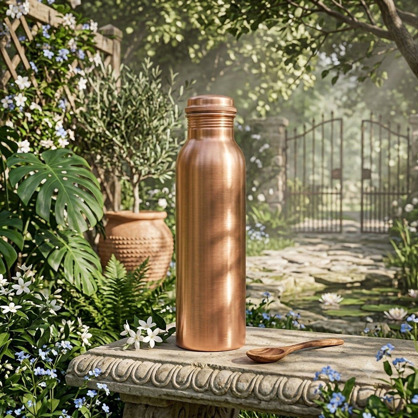 Copper Threaded-Cap Water Bottle