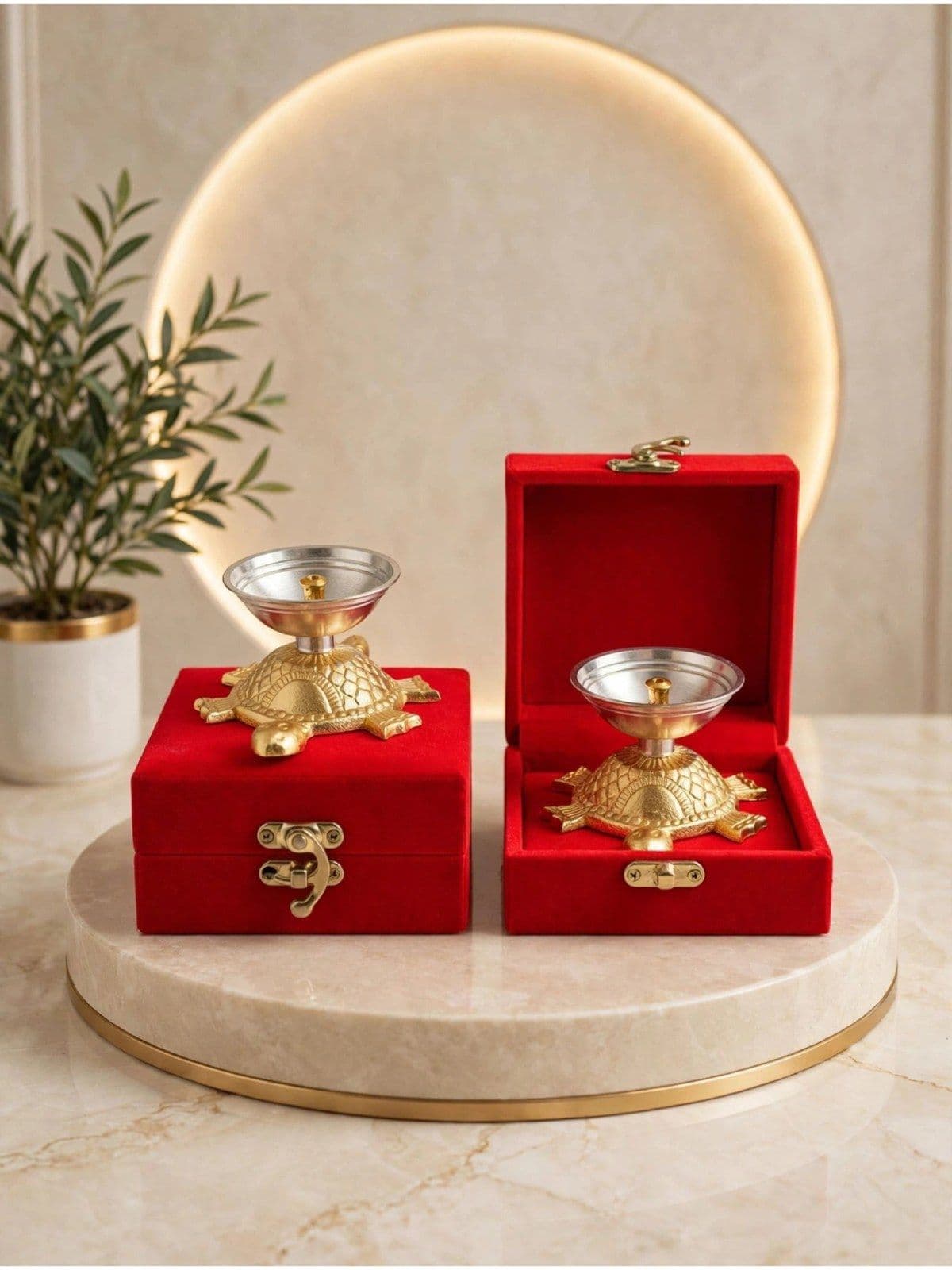 Tortoise-Shaped Metal Aarti Diya