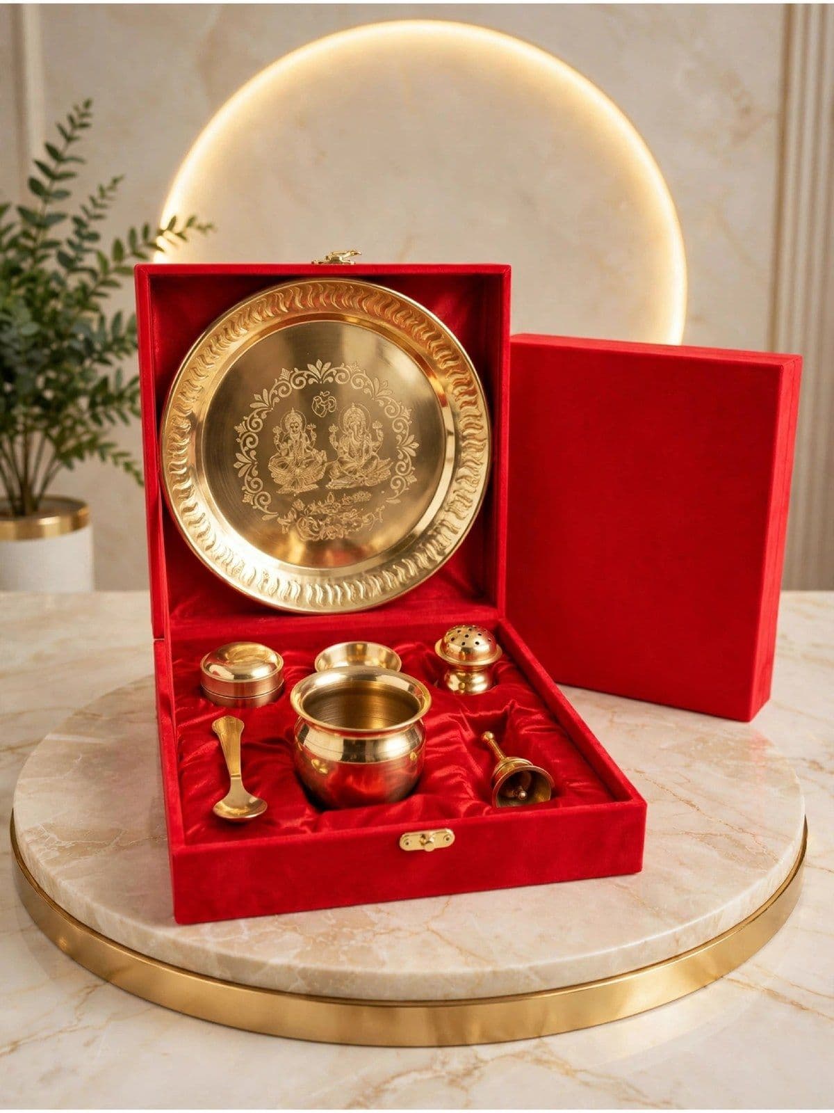 Gold/Silver Puja Thali Gift Set