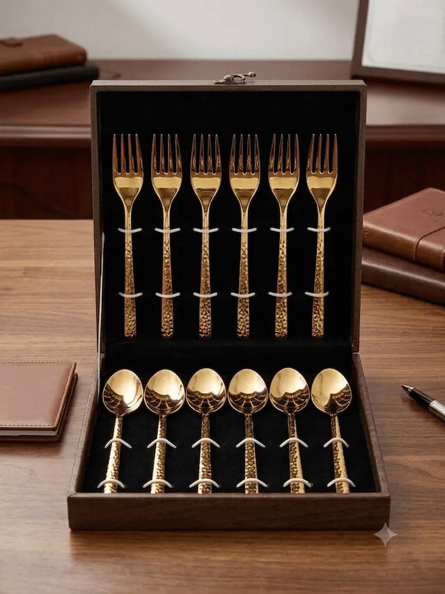 PVD Coated Brass Spoon and Fork Set
